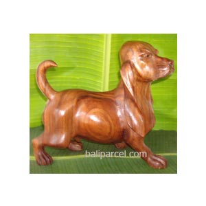 Dog Wood Carving, Handmade From Suar Wood