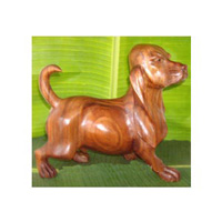 Dog Wood Carving, Handmade From Suar Wood