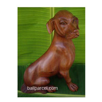 Wooden Dog, Hand Carved From Suar Wood