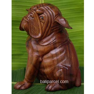 Wooden Dog, Hand Carved From Suar Wood