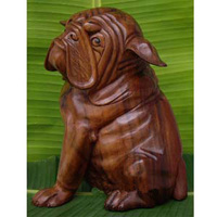 Wooden Dog, Hand Carved From Suar Wood