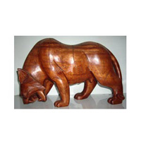 Wooden Tiger, Hand Carved From Suar Wood