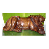 Wooden Tiger, Hand Carved From Suar Wood