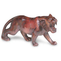 Wooden Tiger, Hand Carved From Suar Wood