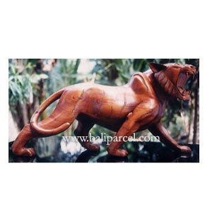 Wooden Tiger, Hand Carved From Suar Wood