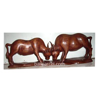Wooden Cows, Hand Carved From Suar Wood