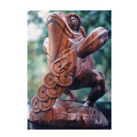 Wooden Standing Frog, Hand Carved From Suar Wood