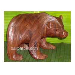 Wooden Walking Bear, Hand Carved From Suar Wood