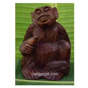 Wooden Monkey, Hand Carved From Suar Wood