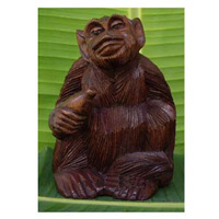 Wooden Monkey, Hand Carved From Suar Wood