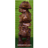 Wooden Monkey, Hand Carved From Suar Wood