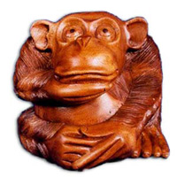 Wooden Monkey, Hand Carved From Suar Wood