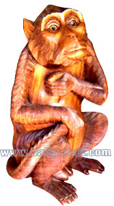 Wooden Monkey, Hand Carved From Suar Wood