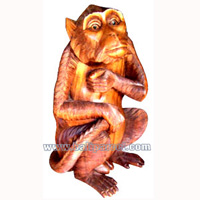 Wooden Monkey, Hand Carved From Suar Wood