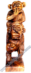 Wooden Monkey, Hand Carved From Suar Wood