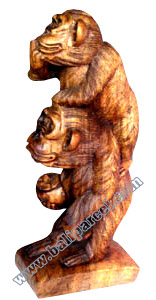 Wooden Monkey, Hand Carved From Suar Wood