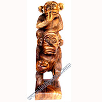 Wooden Monkey, Hand Carved From Suar Wood