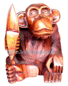 Wooden Monkey, Hand Carved From Suar Wood
