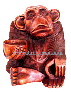 Wooden Monkey, Hand Carved From Suar Wood