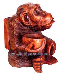 Wooden Monkey, Hand Carved From Suar Wood