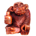 Wooden Monkey, Hand Carved From Suar Wood