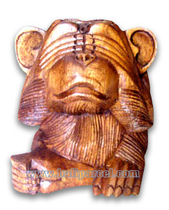 Wooden Monkey, Hand Carved From Suar Wood