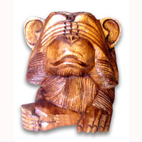 Wooden Monkey, Hand Carved From Suar Wood