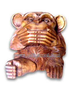 Wooden Monkey, Hand Carved From Suar Wood