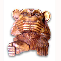 Wooden Monkey, Hand Carved From Suar Wood