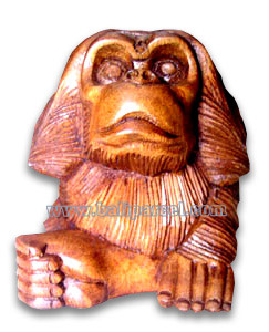 Wooden Monkey, Hand Carved From Suar Wood