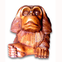 Wooden Monkey, Hand Carved From Suar Wood