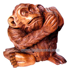Wooden Monkey, Hand Carved From Suar Wood
