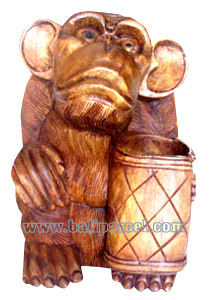 Wooden Monkey, Hand Carved From Suar Wood