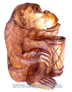 Wooden Monkey, Hand Carved From Suar Wood