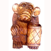 Wooden Monkey, Hand Carved From Suar Wood