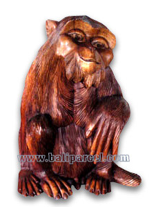Wooden Monkey, Hand Carved From Suar Wood