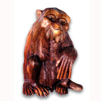 Wooden Monkey, Hand Carved From Suar Wood