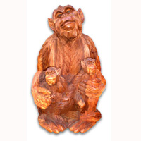 Wooden Monkey, Hand Carved From Suar Wood
