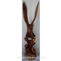 Wooden Eagle With 2 Babies, Hand Carved From Suar Wood