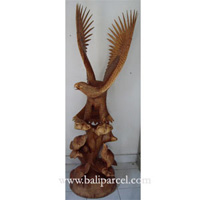 Wooden Eagle With 2 Babies, Hand Carved From Suar Wood