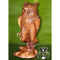 Wooden Owl, Hand Carved From Suar Wood