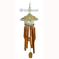 Bamboo Windchime Handpainted With Grass Bird House