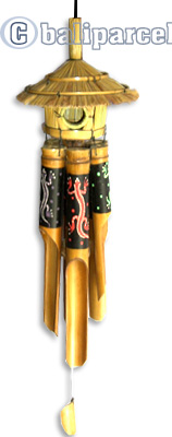 Bamboo Windchime Handpainted With Grass Bird House