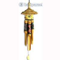 Bamboo Windchime Handpainted With Grass Bird House