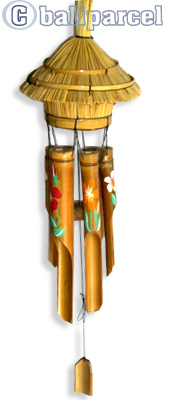 Bamboo Windchime Handpainted With Grass Bird House