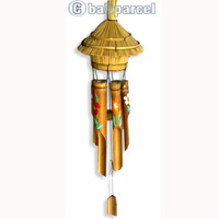Bamboo Windchime Handpainted With Grass Bird House