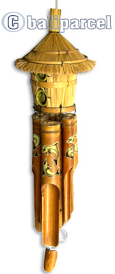 Bamboo Windchime Handpainted With Grass Bird House