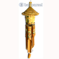Bamboo Windchime Handpainted With Grass Bird House