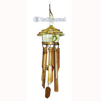 Bamboo Windchime, Natural Bamboo With Grass Bird House.