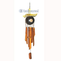 Bamboo Windchime, Natural Bamboo With Coconut Bird House